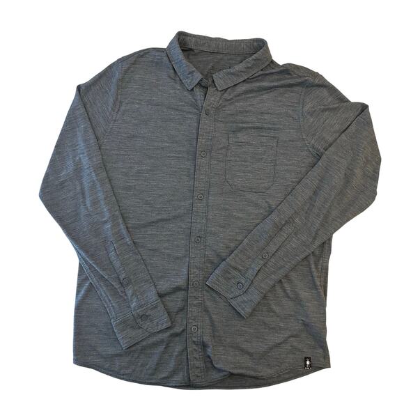 Smartwool Men's Long Sleeve Button Up Shirt Blue Heathered Gray Large - Picture 1 of 9